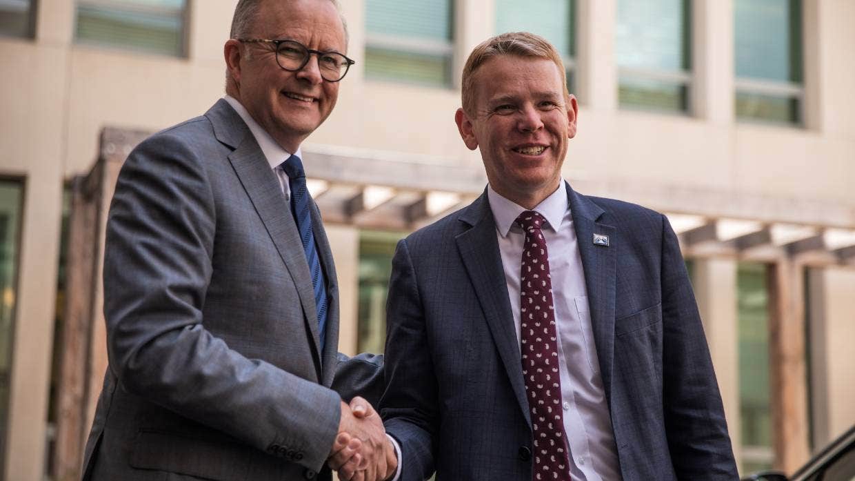 Australian Prime Minister Anthony Albanese and New Zealand Prime Minister Chris Hipkins meet in Canberra in February. Photo: Stuff.